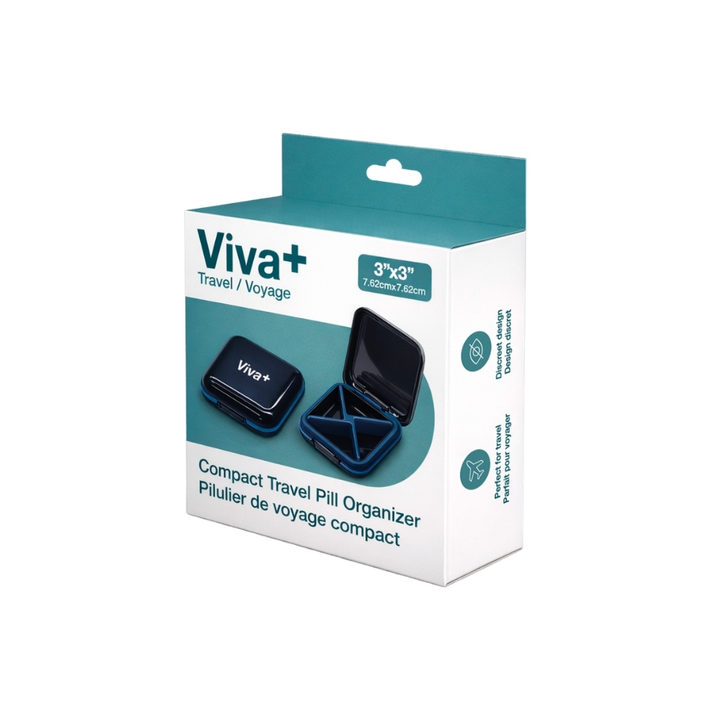 Image Pilulier de voyage compact – noir et bleu